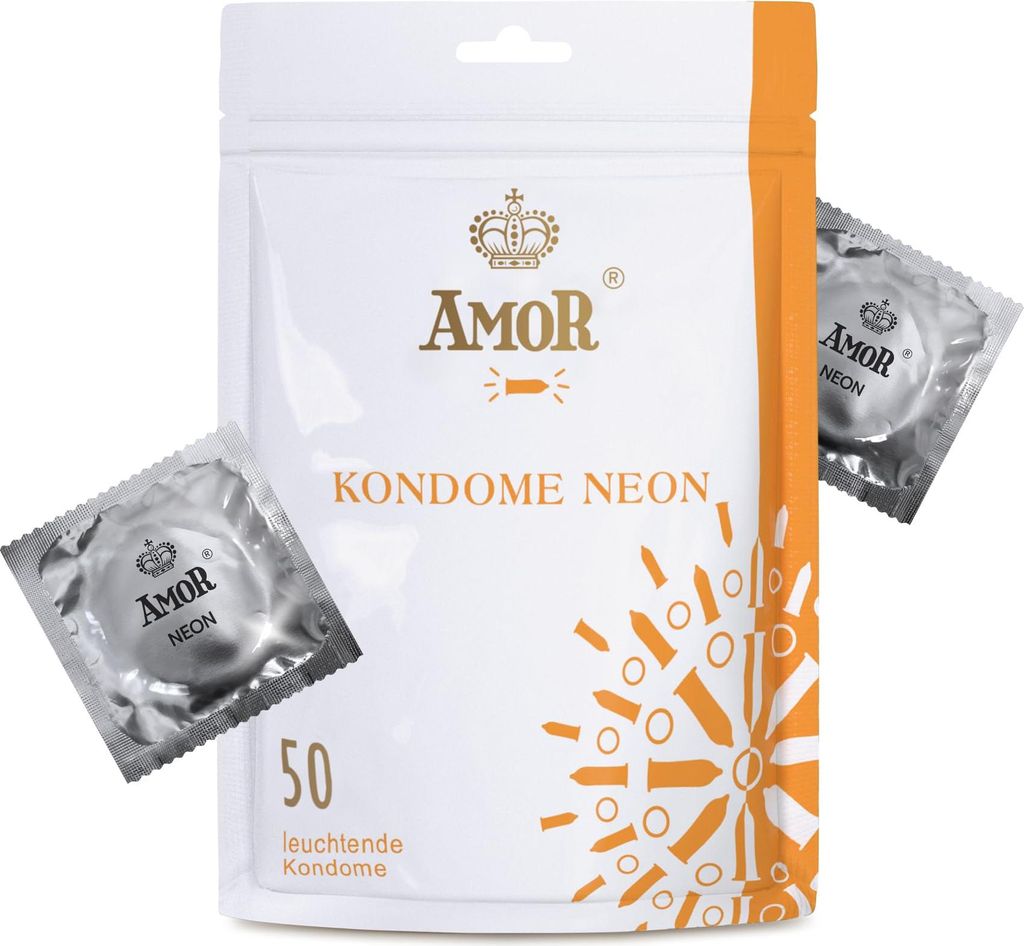 AMOR Premium Neon, Leuchtkondome Ø 53 mm, 50 Stück Produktbild 