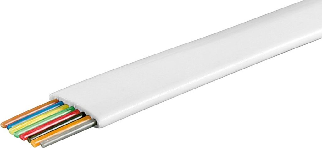 Goobay 93309 Telefonflachkabel 100 m Rolle, AWG 28,CCA (kupferkaschiertes Aluminium), Weiß - 8 adrig