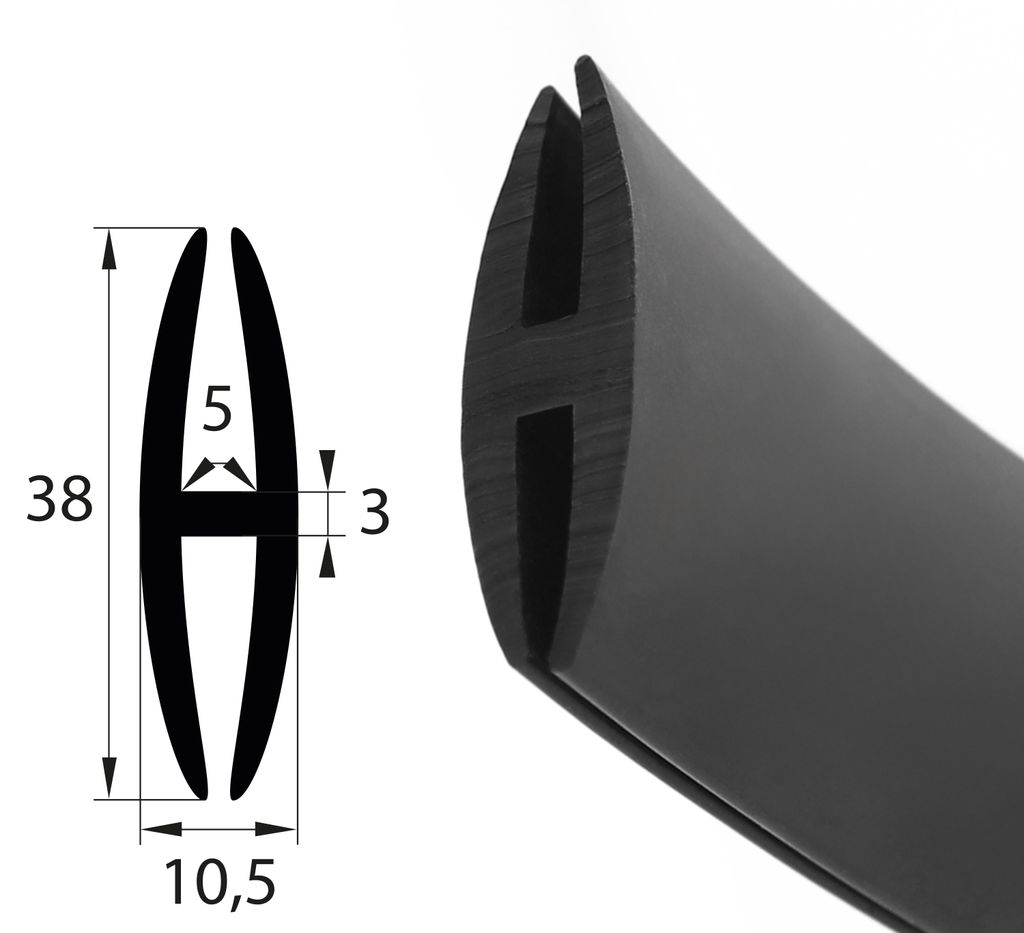 H1 - H-Profil EPDM schwarz Vollgummi H-Profil Dichtung Produktbild 