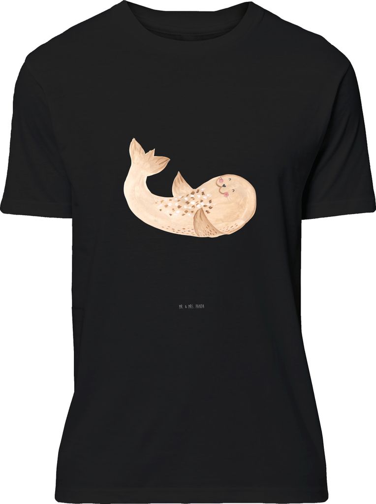 Mr. & Mrs. Panda T-Shirt Robbe Liegen - Schwarz - Geschenk, S, Lustige Sprüche, Jersey-Shirt, Nordsee, Tshirt, oberteil, Strand, Seehund, Freude, ...