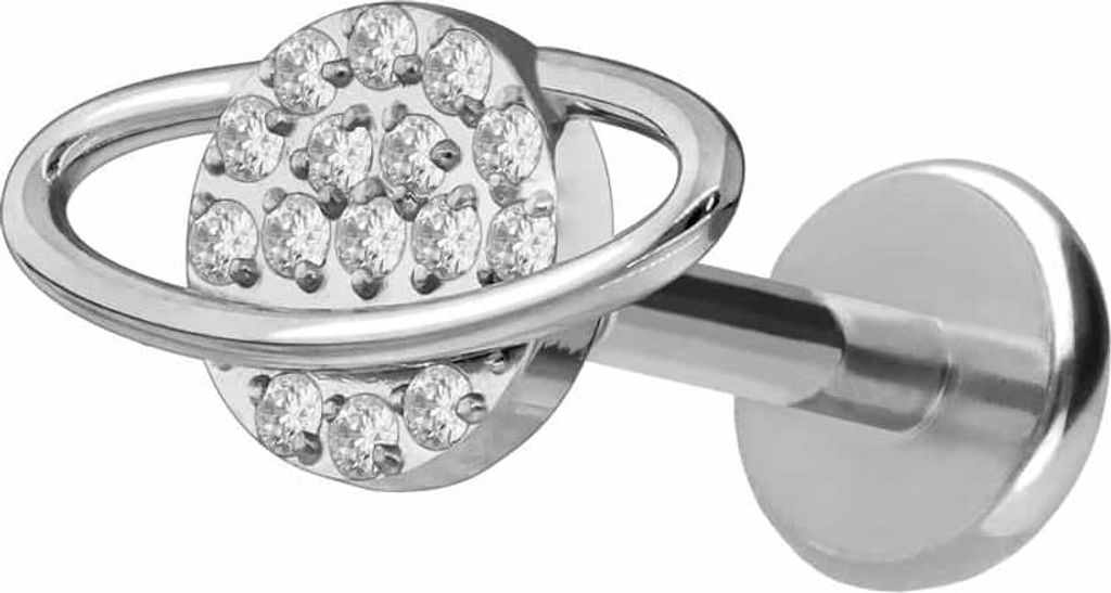 Ohrpiercing, Nasenpiercing Titan Labret mit Push Fit KRISTALLPLANET Silber Stablänge: 6mm | Stabstärke: 1mm