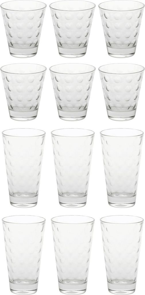 LEONARDO 035245 Optic Longdrinkbecher + Whiskybecher, 300 ml & 250 ml, Glas, klar, 12-teilig (1 Set)