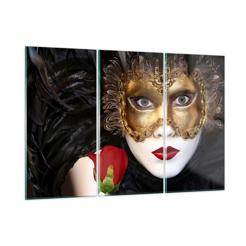 Bilder auf glas - Karnevalsmaske Maskottchen grüne Lippen - 165x110cm - Glasbilder - Wandbilder - Kunstdruck - Wanddekoration aus Glas - Glas Bild...