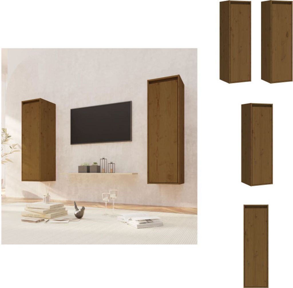 vidaXL Wandschränke 2 Stk. Honigbraun 30x30x100 cm Produktbild 