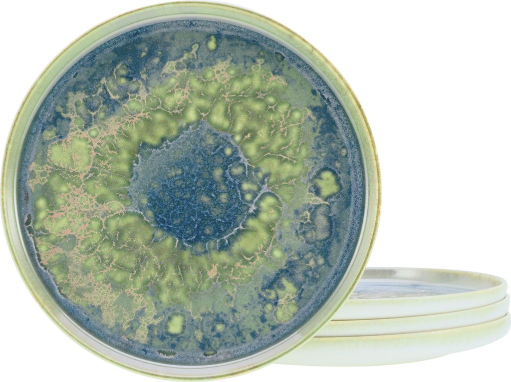 CreaTable, 21508, Yuki Grün-blau, Speiseteller 4-tlg, Steinzeug