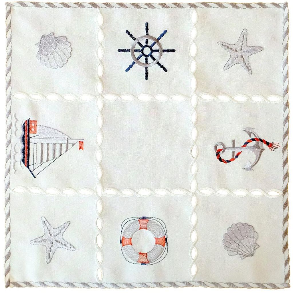 Mantel individual NINA, diseño náutico, con bordados y Imagen del producto 
