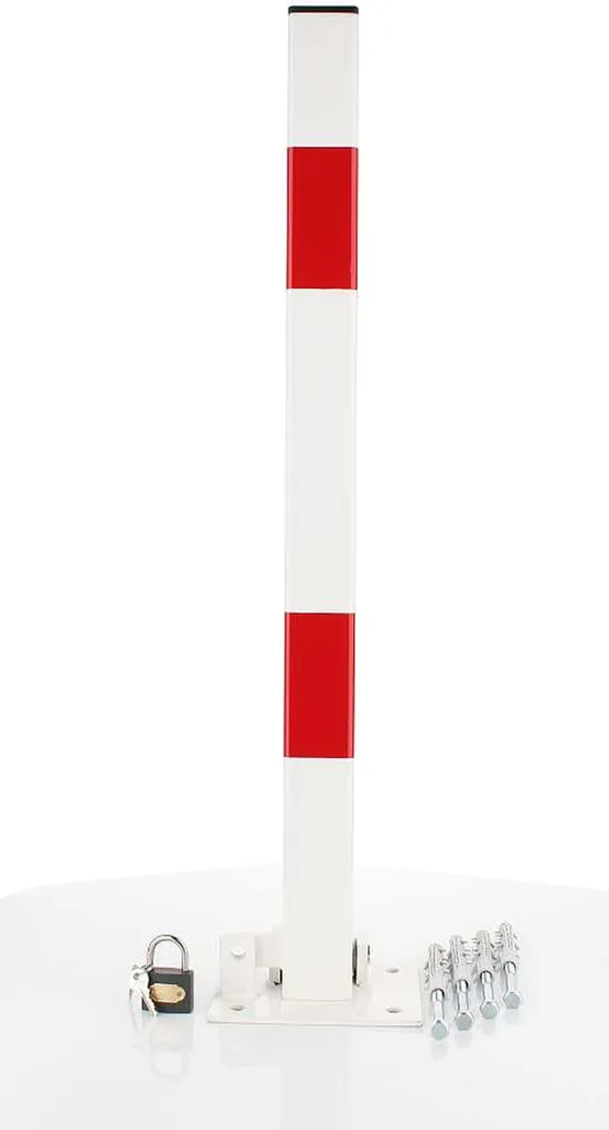 LogistSystem Poteau de Parking pliable SLUPEK en Acier Blanc et Rouge
