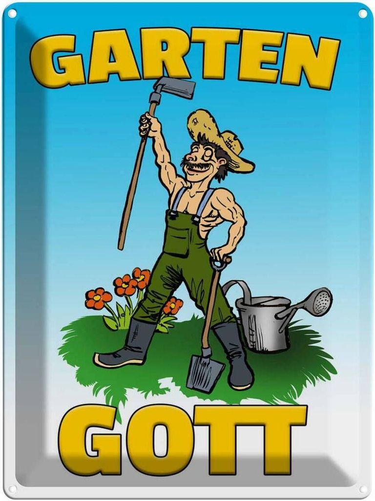 vianmo Blechschild 40x30 cm Garten Gott Spruch Zitat
