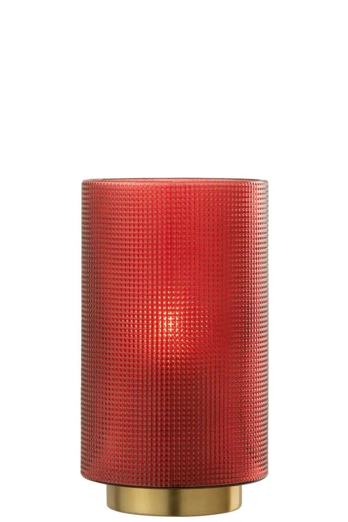 Décoration de Table Noël Photophore J-Line Rouge Or Large en Verre