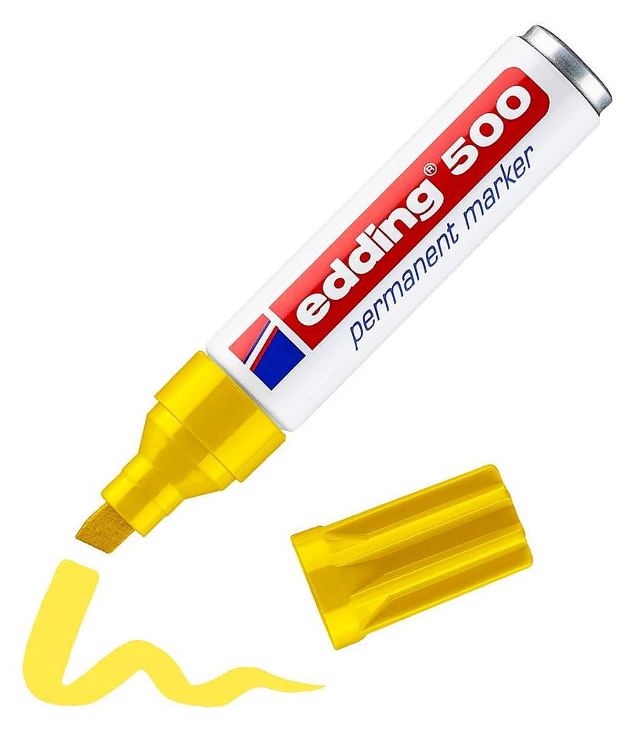 Edding 4-500005, Gelb, Meißel/feine Spitze, Weiß, Gelb, Produktbild 