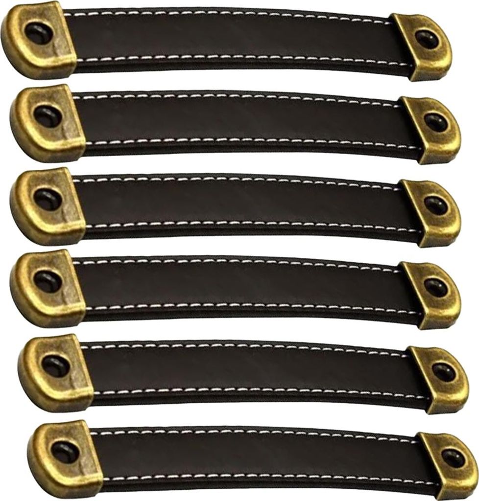 Stück Ledergriff, Schubladengriffe aus Leder, Möbelgriffe aus Leder, schwarzer Küchenschrankgriff, Möbeltürgriff, Achsabstand 128 mm