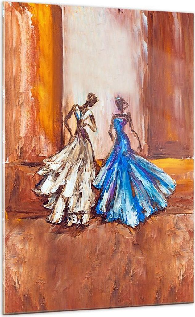 Bilder auf glas - Einteilig - Frauen Kleider Öl - 70x100cm - Glasbilder - Wandbilder - Bilder - zum Aufhängen bereit - Wanddekoration aus Glas - ...