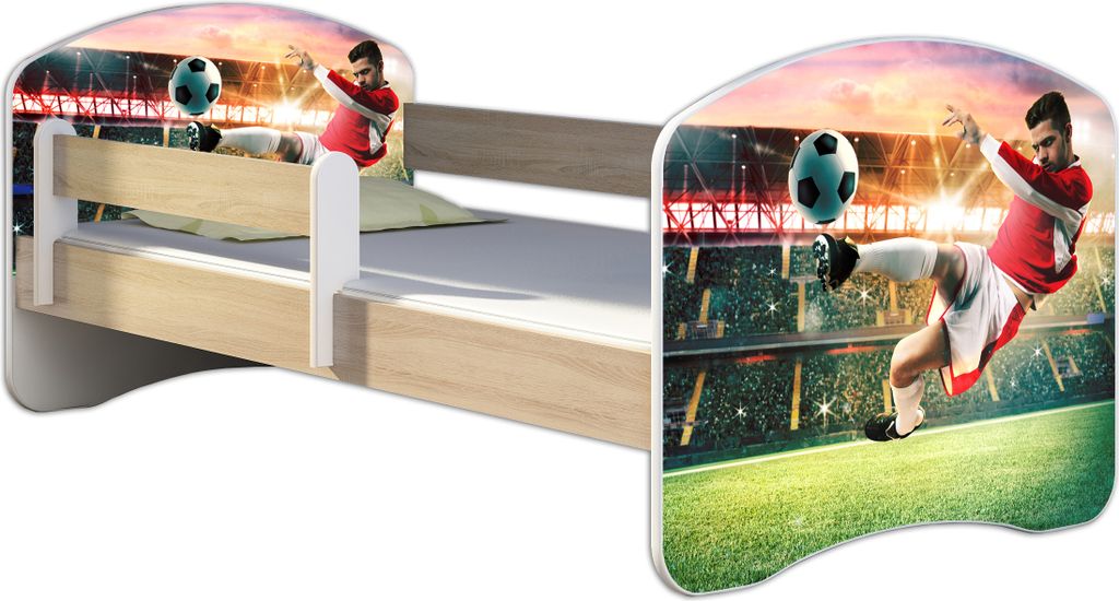 ACMA Jugendbett Kinderbett Junior-Bett Komplett-Set mit Matratze Lattenrost und Rausfallschutz Sonoma 36 Feuerwehr 180x80