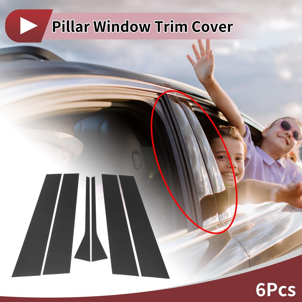 Türs?ulen-Fensterleiste Vorne Hinten Links Rechts für Volkswagen Jetta 2006-2010 Kratzfester Aufkleber S?ulen Tür Au?enabdeckung 6 Stück