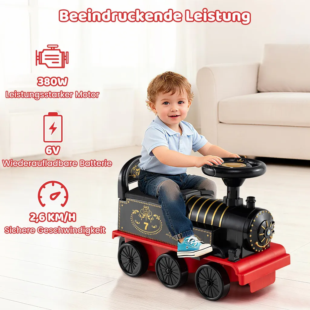 Train électrique 6V avec wagon de rangement et sons d'animaux interactifs - 9