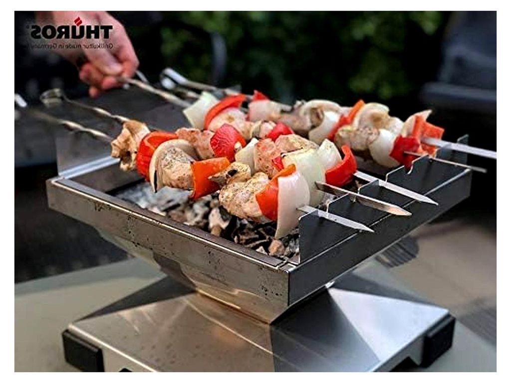 T1 Schaschlikgrill aus Edelstahl mit Holzkohle