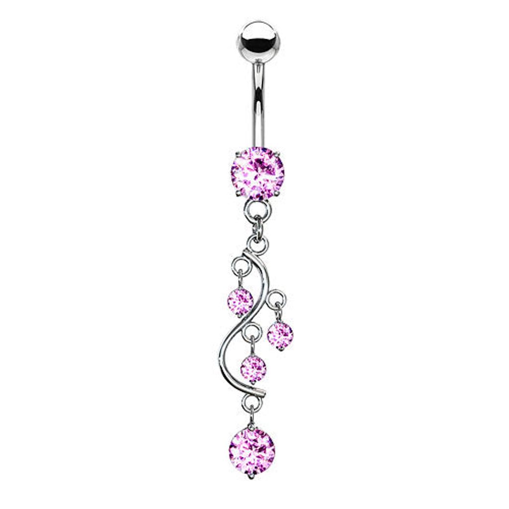 Taffstyle Bauchnabelpiercing Bauchnabelpiercing Banane Stecker Wein Anhänger mit Kristallen, Rosa
