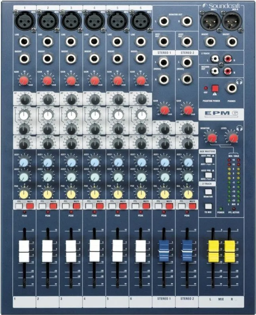 Mixage Audio Direct et Studio Soundcraft EPM6 Console 8 Canaux Rackable