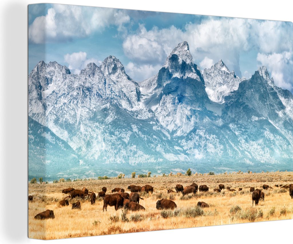 MuchoWow - Leinwandbilder - Amerika - Yellowstone - Wyoming, Wandbild, Wanddeko Bilder Wohnzimmer, 90x60 cm