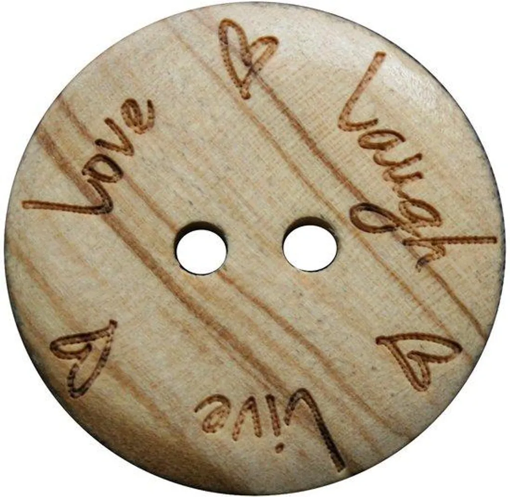 Boutons gravés Love en bois d'olivier véritable pour loisirs créatifs