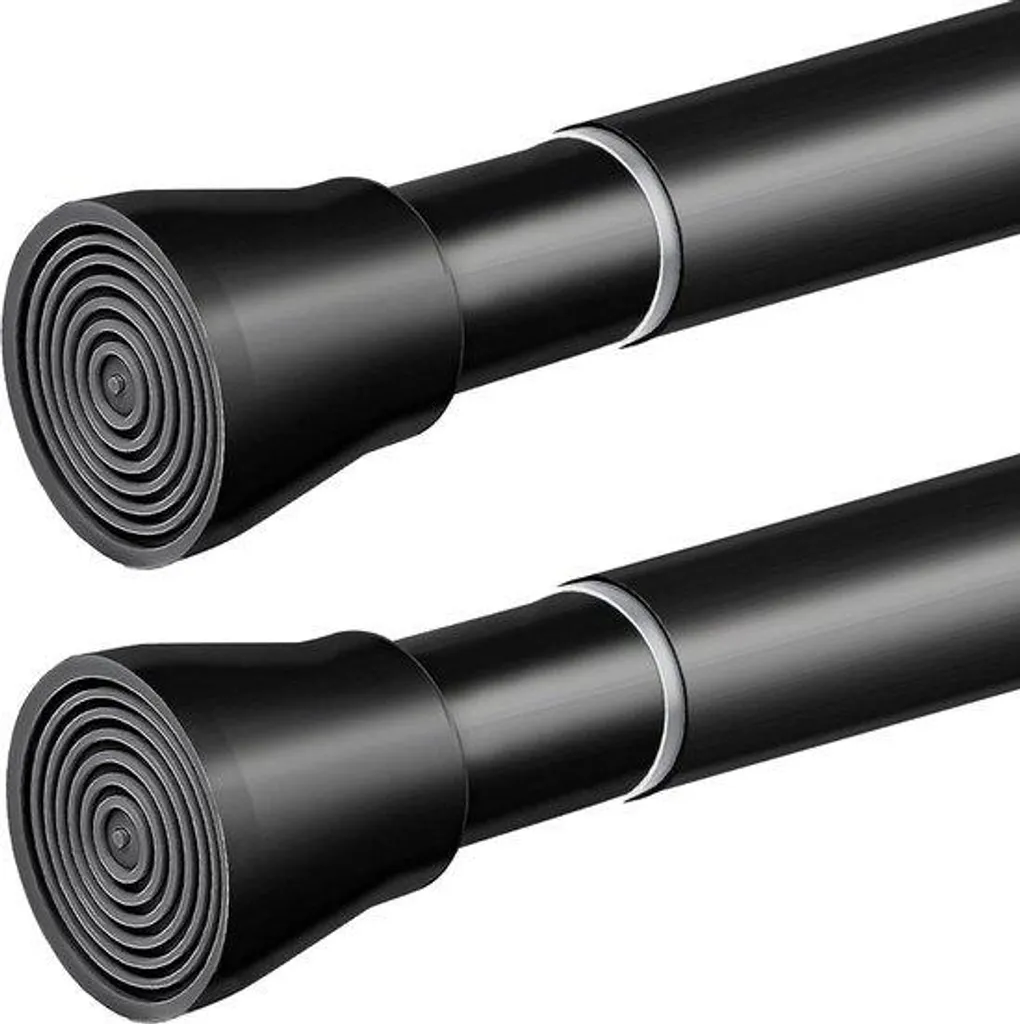 Barre de douche télescopique noire 200 cm en acier inox robuste