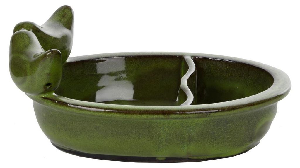 Esschert Design Futter- und Trinkschale Grün lasiert oval - Produktbild 