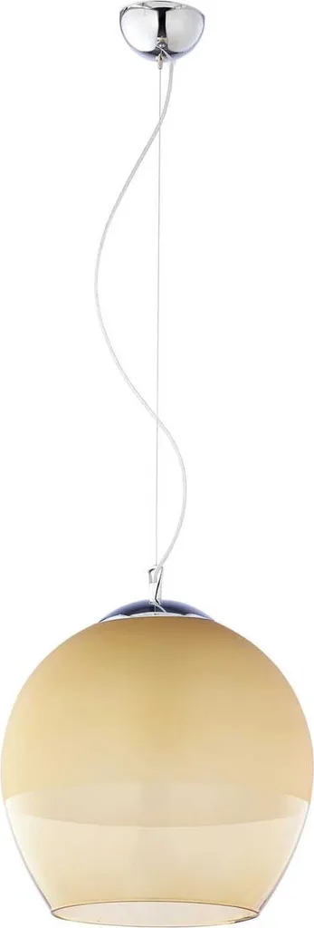 Lampada da soffitto 1xE27 140cm argento con paralume in vetro ambrato
