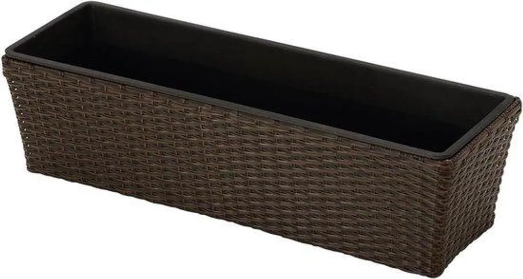 Jardinière encastrable marron en polyrotin de 49 cm pour balconnière