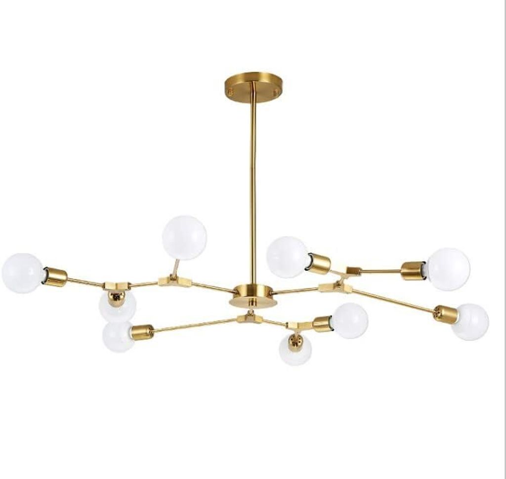 Gold Sputnik Kronleuchter, Moderne Nordic 9 E27 Leuchten Kronleuchter Vintage Pendelleuchte,Deckenleuchte für Wohnzimmer, Esszimmer, Küche, Balkon