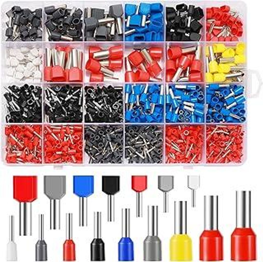 CoKeeSun 900 Stück Aderendhülsen Kit, 0.5-16mm² Isolierte Aderendhülsen Sortiment, Zwillinge Aderendhülsen und Einzeilige Aderendhülsen Set, ...