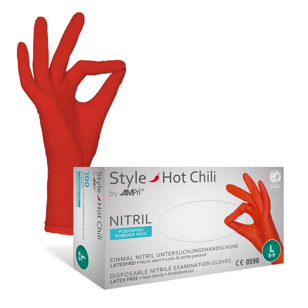 Nitrilhandschuhe, rot, Größe XL, puderfrei, Style Hot Chili by Med-Comfort