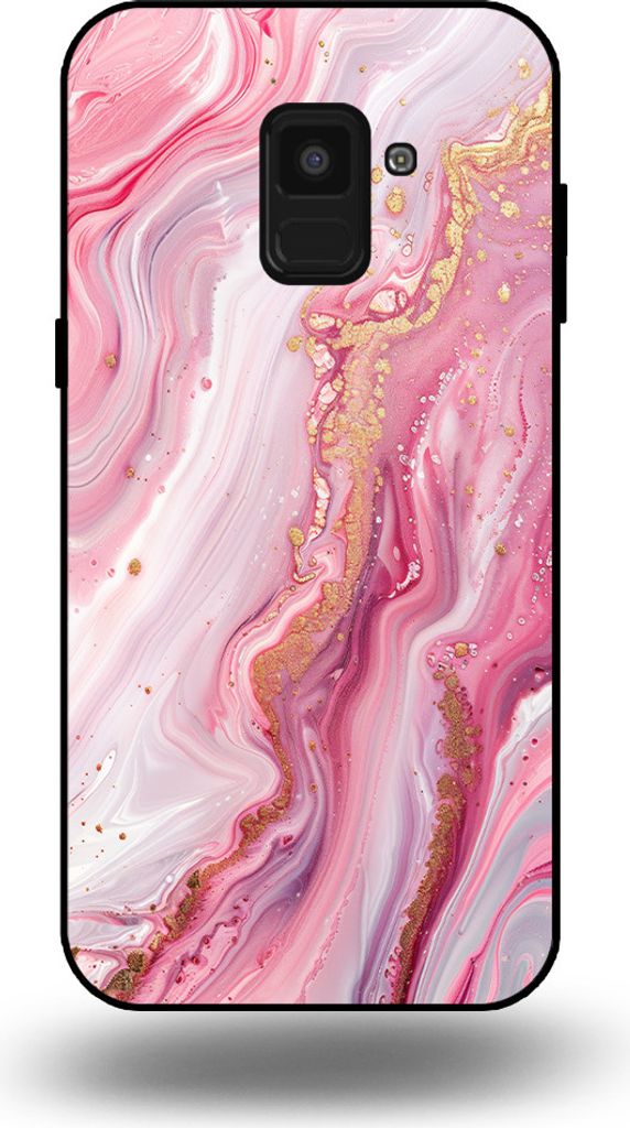 Smartphonica Handytasche passend für Samsung Galaxy A8 2018 mit Marmordruck - TPU Rückseitenschutzhülle Marmordesign - Pink