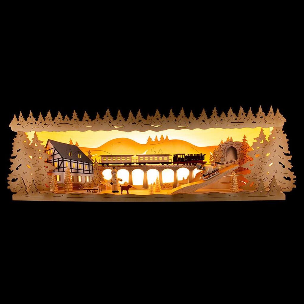 Schwibbogenerhöhung Winterland Erzgebirge verschneit (53x17,5cm) von Tietze Erzgebirgsdesign