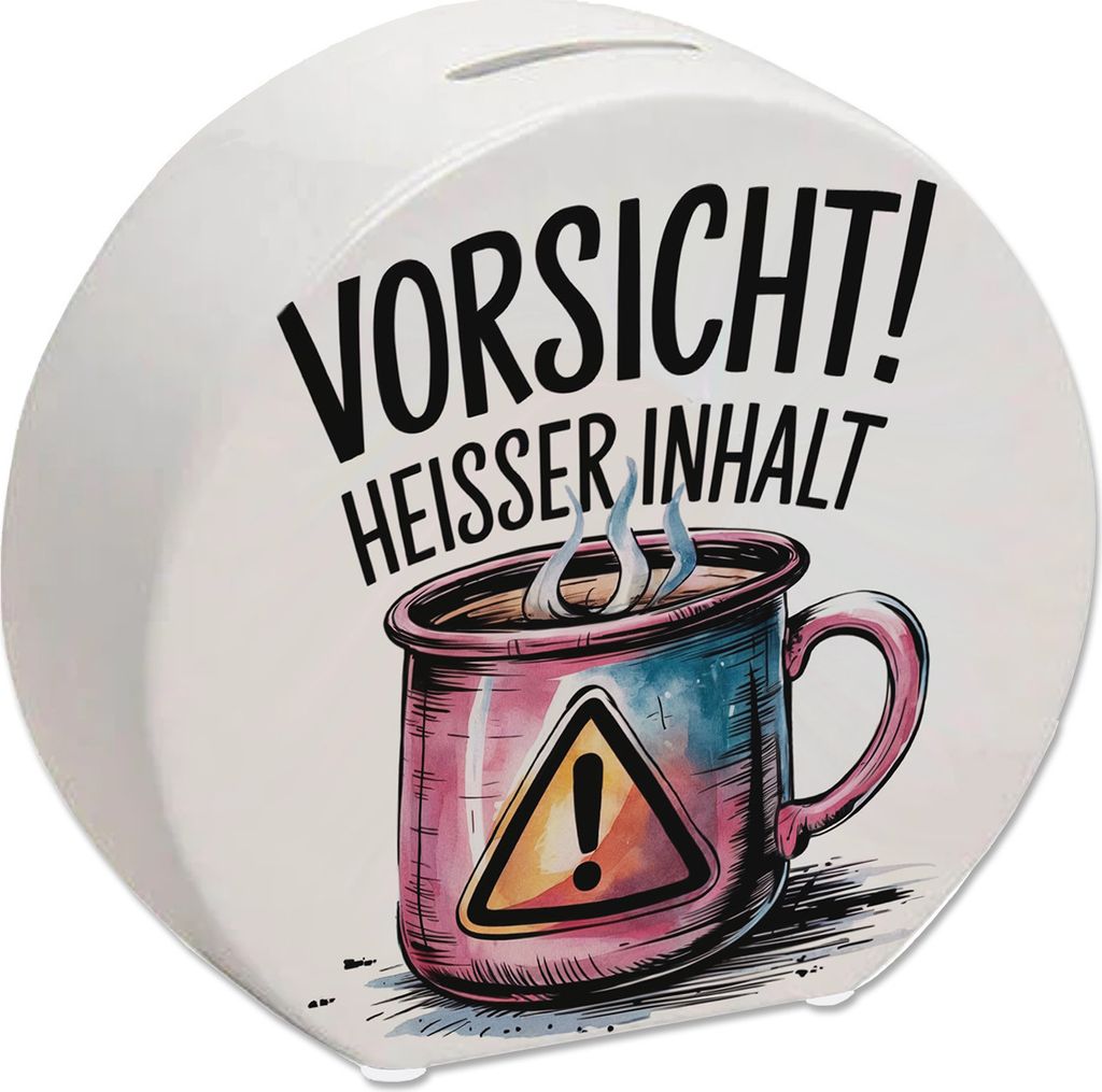 Dampfende Tasse Vorsicht Heißer Inhalt Spardose