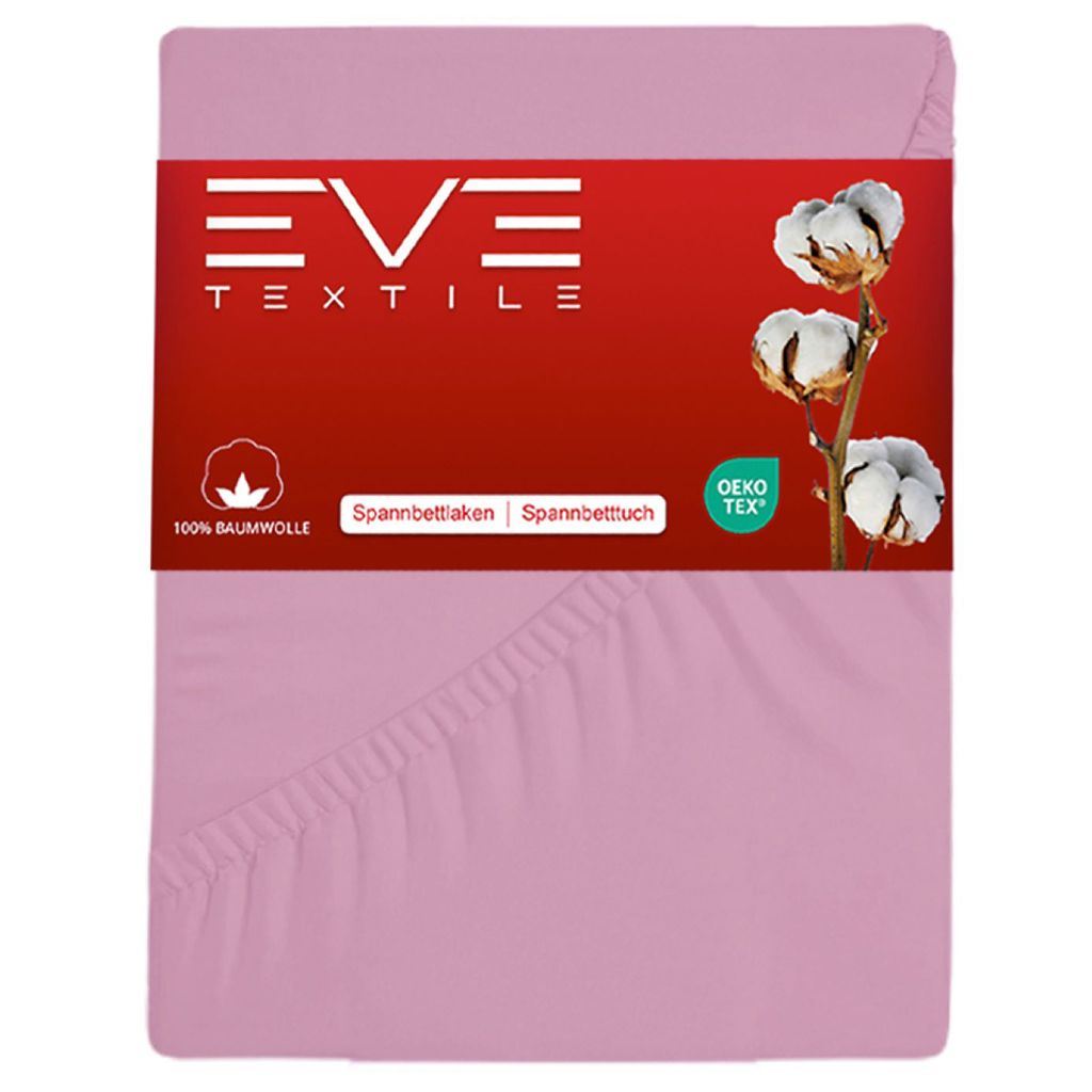 EVE Textile Spannbettlaken 160 x 200cm Rosa 100 % Baumwolle Produktbild 