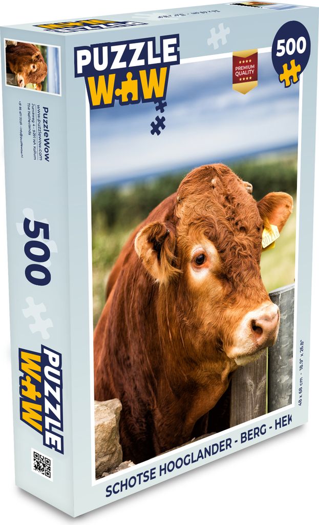 MuchoWow Puzzle 500 Teile Schottischer Highlander - Berg - Zaun - 500 Teile - Kinder - Selberbauen - Puzzlespiele