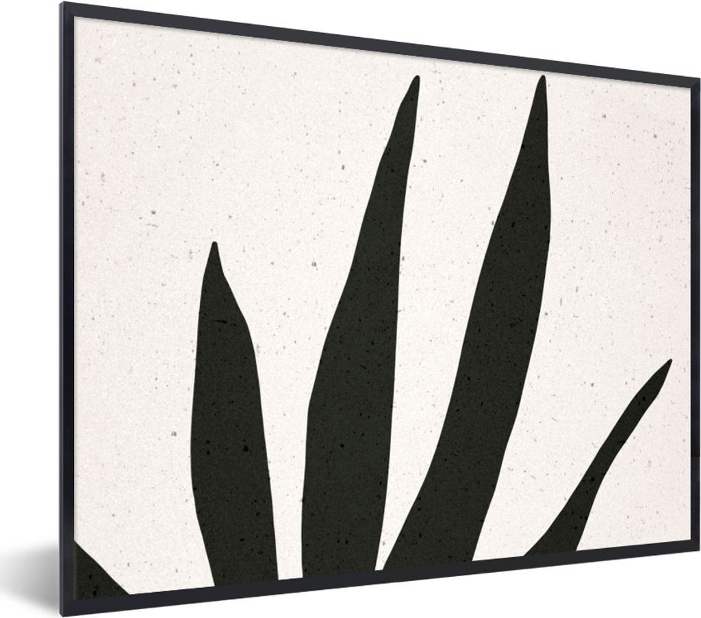 MuchoWow Gerahmtes Poster Blatt - Pflanze - Minimalismus 80x60 cm - Poster mit Schwarzem Bilderrahmen Wandposter Rahmen Foto Bilder - Schwarzem -...