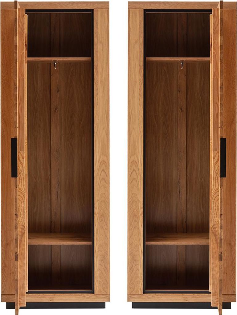 Flur Garderobenschrank mit 70 cm Breite in Eiche teilmassiv geölt mit 1 Tür & ausziehbarer Kleiderstange - GIUSTINO-06