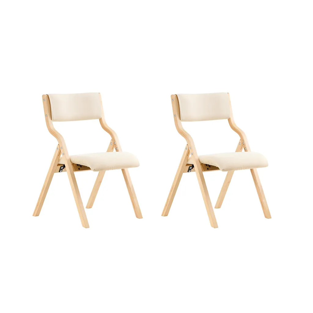 SoBuy FST40-Wx2 Lot de 2 Chaises Pliantes de Cuisine Ergonomiques Blanches
