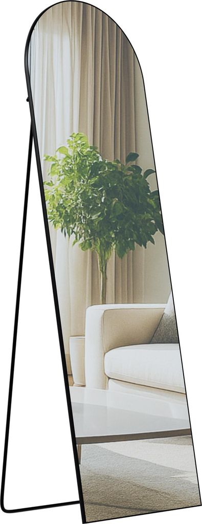 Standspiegel MALAGA - Glas Schwarz-matt 50x3x160 cm | Ganzkörperspiegel Freistehender Spiegel Groß Schlafzimmer