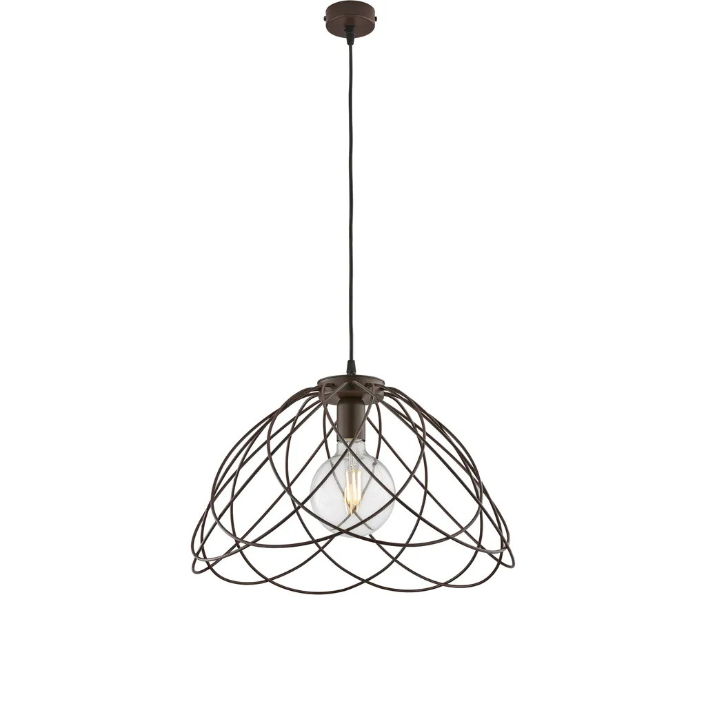 Suspension Pagode vintage en métal noir et rouille diamètre 45cm 132cm