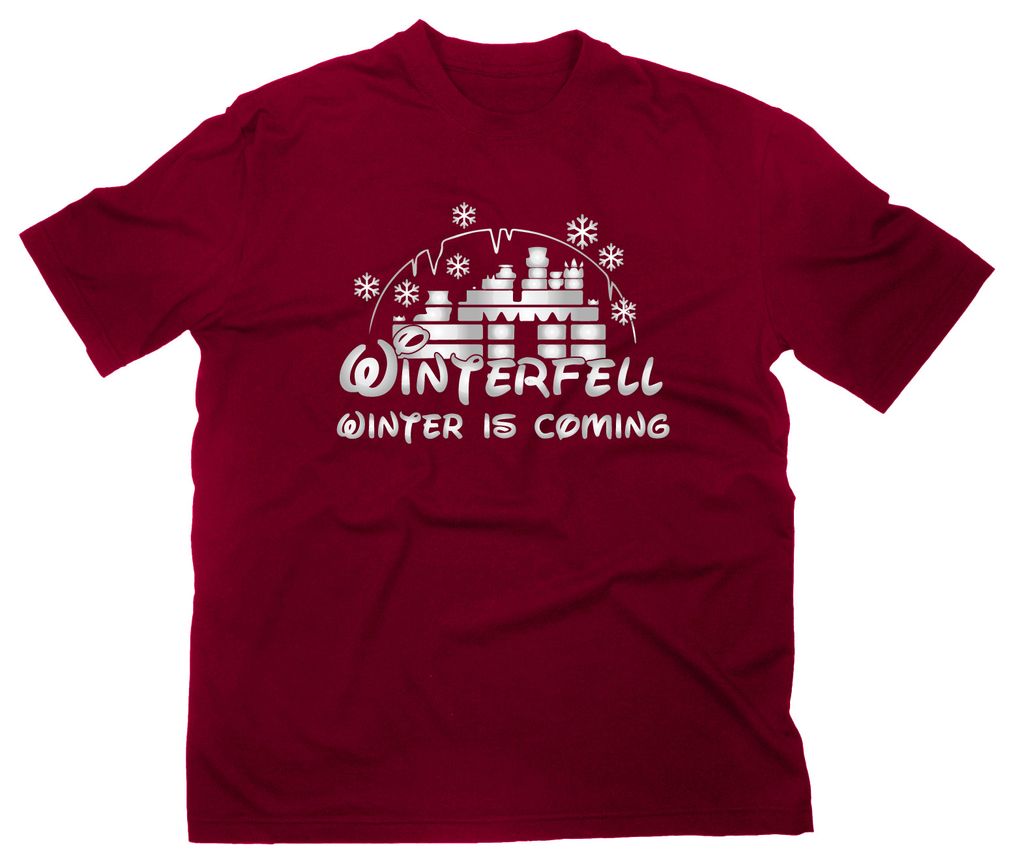 Styletex23 T-Shirt Winterfell Winter is Coming Fun Logo, maroon, L