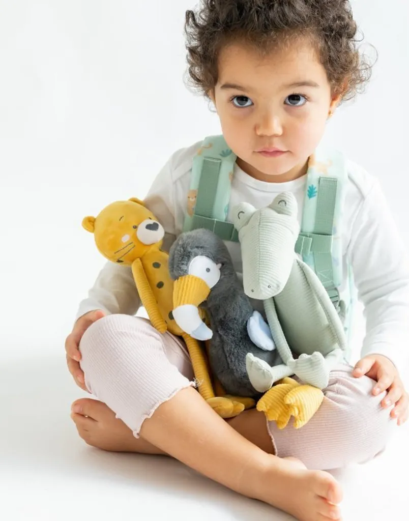 Grande peluche singe suspendue Jungle Party en coton souple marron