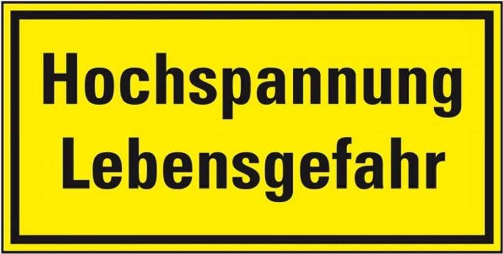 Dreifke Schild I Hinweisschild Hochspannung Lebensgefahr, Kunststoff, 200x10...