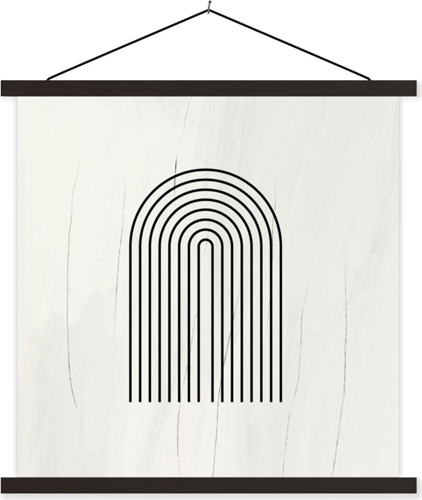 MuchoWow Textilposter Kunst - Bogen - Schwarz - Weiß 60x60 cm mit schwarzem Rahmen - Posteraufhänger