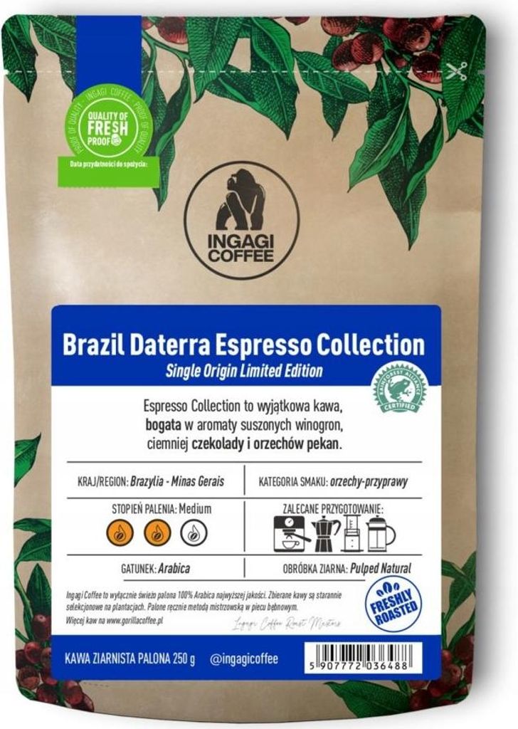 KAFELOV | Kaffeebohnen Brasilien Daterra Espresso - 250 g - 100% Arabica - frisch geröstet - aromatisch