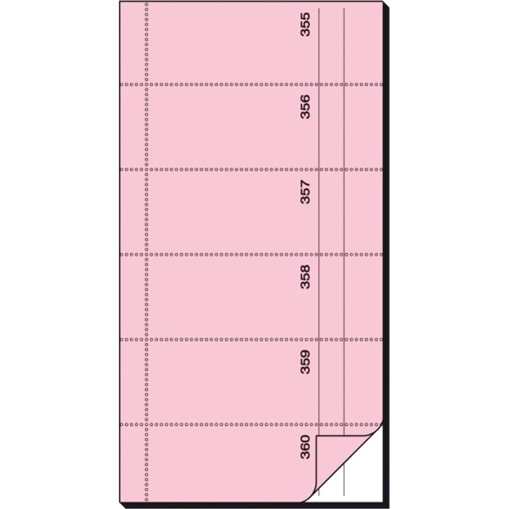 SIGEL BO072 Bonbuch, 360 Abrisse, rosa, 105x200 mm, mit Blaupapier, 2 x 60 Blatt