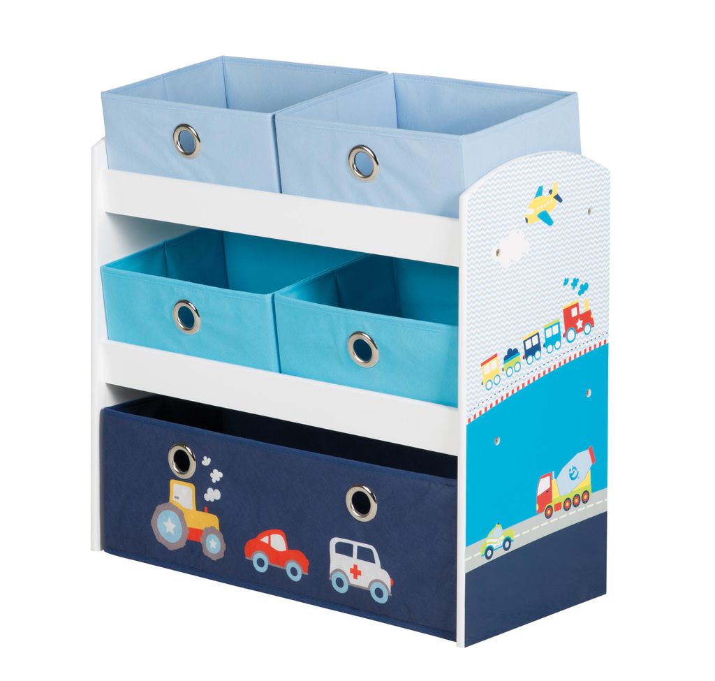 roba Regal und Garderobe 'Rennfahrer', Spielzeug- & Bücherregal, fahrbar & drehbar, Rollen, blau
