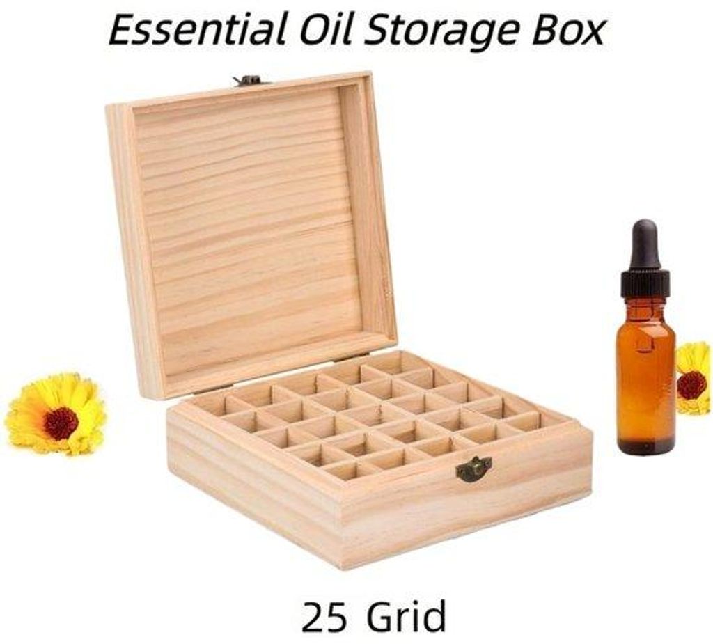 Hölzerner Organizer für ätherische Öle - 25 Fächer Holz - Birke - abnehmbar - ätherische Öle Hölzerne Schatullen - Schönheitskästchen - O...