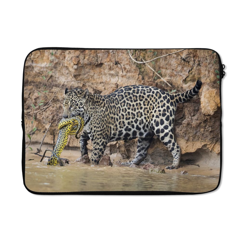 MuchoWow Laptop Hülle 14 ZollJaguar - Schlange - Wasser Laptoptasche - Laptoptasche - Stoßsicher - Schutzhaube